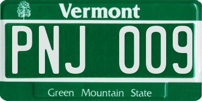 VT license plate PNJ009