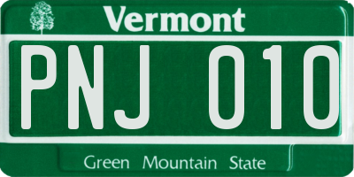VT license plate PNJ010