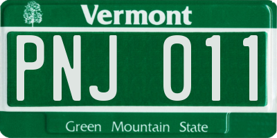 VT license plate PNJ011