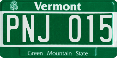 VT license plate PNJ015