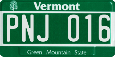 VT license plate PNJ016