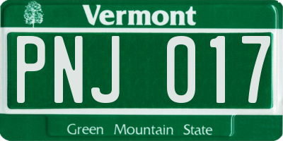 VT license plate PNJ017