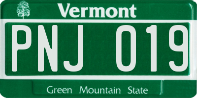 VT license plate PNJ019