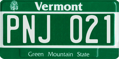 VT license plate PNJ021