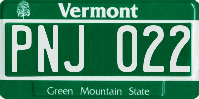 VT license plate PNJ022