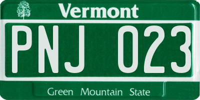 VT license plate PNJ023