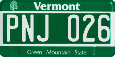 VT license plate PNJ026