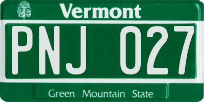 VT license plate PNJ027