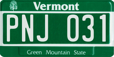 VT license plate PNJ031