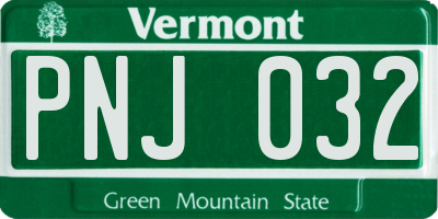 VT license plate PNJ032