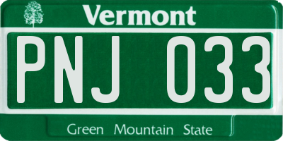 VT license plate PNJ033