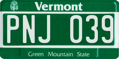 VT license plate PNJ039