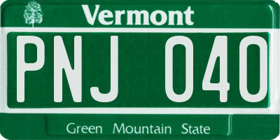 VT license plate PNJ040