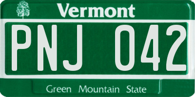 VT license plate PNJ042