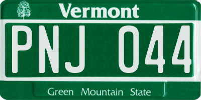 VT license plate PNJ044