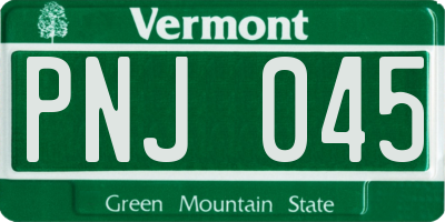 VT license plate PNJ045