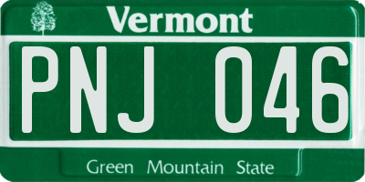 VT license plate PNJ046