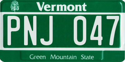 VT license plate PNJ047
