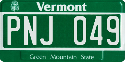 VT license plate PNJ049