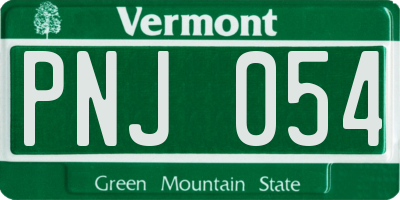 VT license plate PNJ054