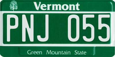 VT license plate PNJ055