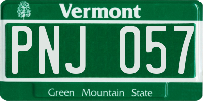 VT license plate PNJ057