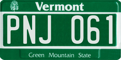 VT license plate PNJ061