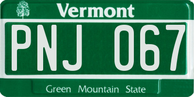 VT license plate PNJ067