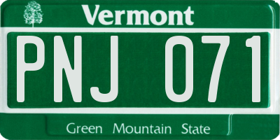 VT license plate PNJ071