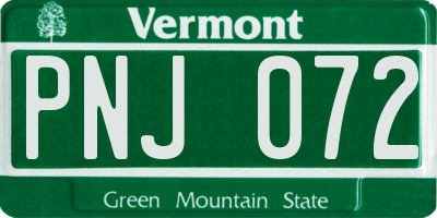 VT license plate PNJ072
