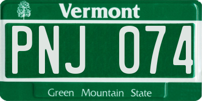 VT license plate PNJ074