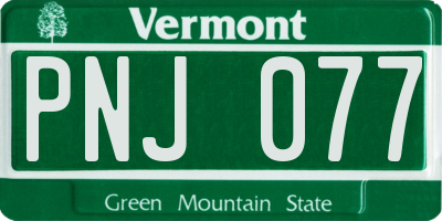 VT license plate PNJ077