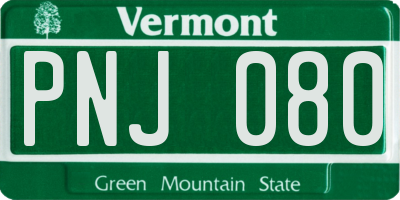 VT license plate PNJ080