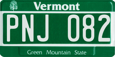 VT license plate PNJ082
