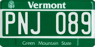 VT license plate PNJ089