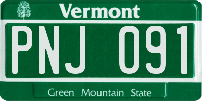 VT license plate PNJ091