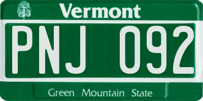 VT license plate PNJ092