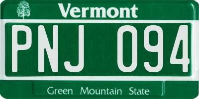 VT license plate PNJ094