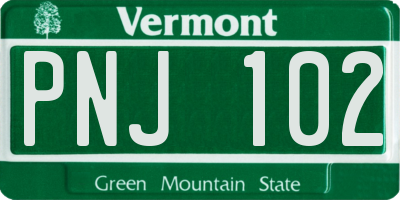 VT license plate PNJ102