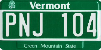 VT license plate PNJ104