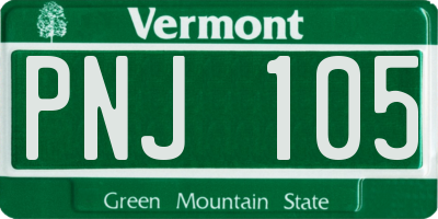 VT license plate PNJ105