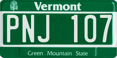 VT license plate PNJ107
