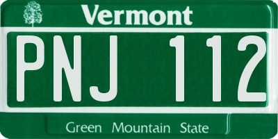 VT license plate PNJ112