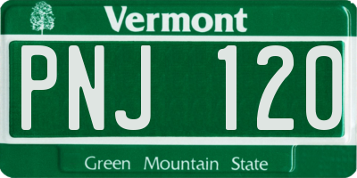 VT license plate PNJ120