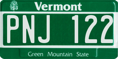 VT license plate PNJ122