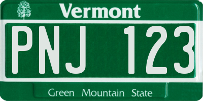 VT license plate PNJ123
