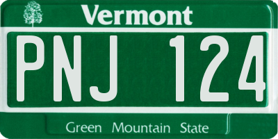VT license plate PNJ124