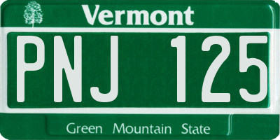 VT license plate PNJ125
