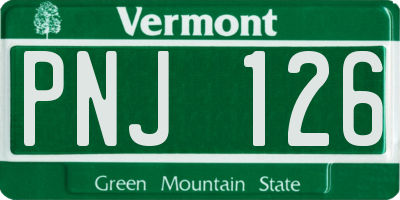 VT license plate PNJ126