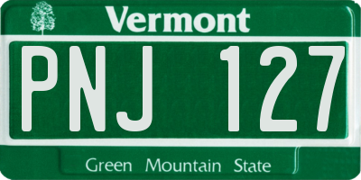 VT license plate PNJ127
